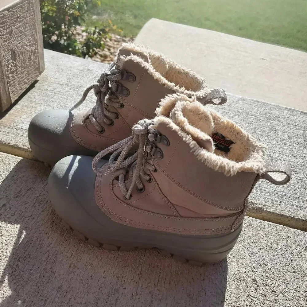 All in Motion Girls Leather Waterproof Winter Snow Boots Size 13